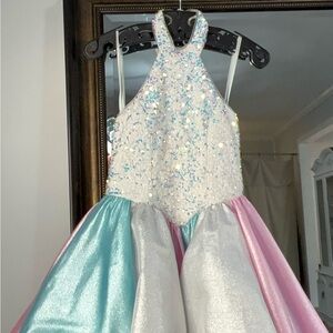 Sugar Kayne size 4P Pink, Blue, and White dress